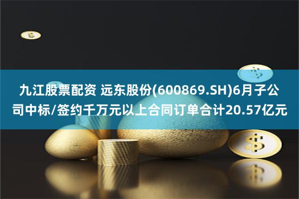 九江股票配资 远东股份(600869.SH)6月子公司中标/签约千万元以上合同订单合计20.57亿元