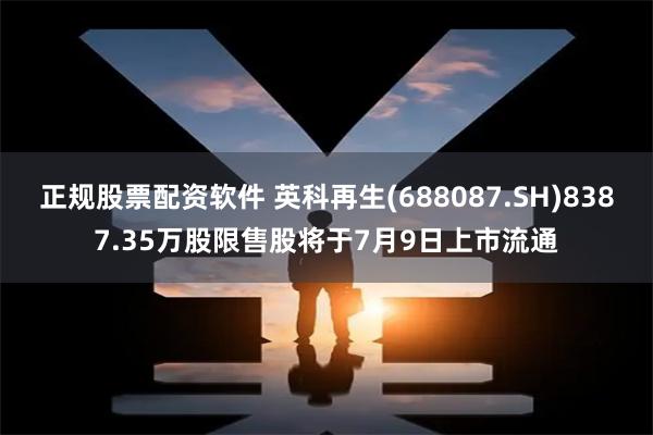正规股票配资软件 英科再生(688087.SH)8387.35万股限售股将于7月9日上市流通